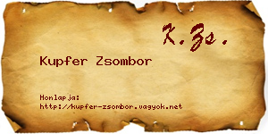 Kupfer Zsombor névjegykártya